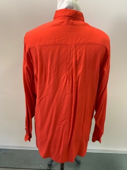 Womens, Blouse, PADDOCK'S, Red, Viscose, Solid, B40, L/S, Button Front, Pocket With Button, Small White Strip Logo