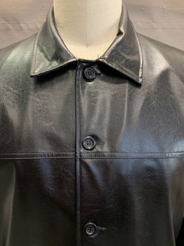 Mens, Leather Jacket, BC ETHIC, Black, Leather, Solid, XL, C.A., B.F., 2 Welt Pckts, L/S, Mid-Length