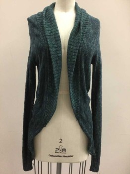 Womens, Sweater, BP, Green, Navy Blue, Cotton, Heathered, XS, Heather Navy/green, Ribbed Trim,
