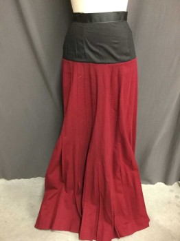 NO LABEL, Red, Wool, Silk, Altered Waist and Hip Panel Added To Be Adjustable In Back,  Hem Below Knee, Pleated Skirt,