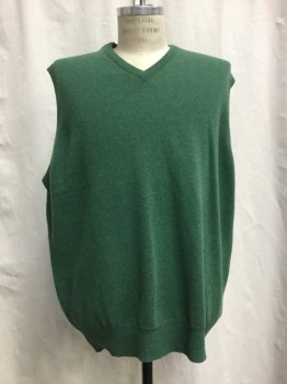 Mens, Sweater Vest, CORDINGS, Green, Wool, Heathered, XXL, Heather Green Knit, V-neck,