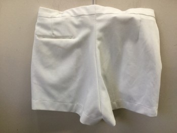 TENNIS SHOP, White, Polyester, Solid, Gabardine, Knit, Zip Fly, 3 Pockets,