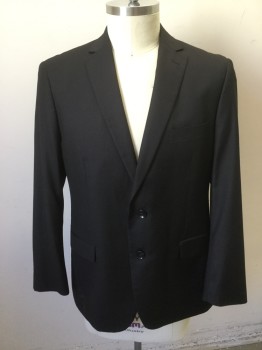 CARLO LUSSO, Black, Wool, Solid, Sport Coat - 2 Button Single Breasted, 3 Pockets, 2 Slits at Back