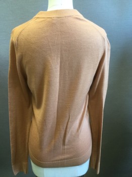 Womens, Pullover, SUNSPEL, Terracotta Brown, Cotton, Solid, 8, Crew Neck, Long Sleeves,