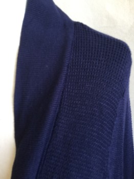 Womens, Sweater, AVA VIV, Navy Blue, Viscose, Nylon, Solid, XL, 3" Ribbed Knit Open Front, Long Sleeves Cuffs & Hem