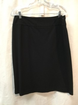 Womens, Skirt, Knee Length, EILEEN FISHER, Black, Poly/Cotton, Lycra, Solid, 1X, Jersey Knit, Wide Waist Band, Invisible Left Side Zipper