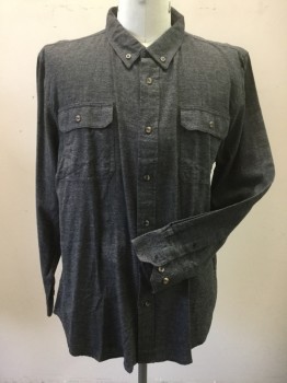 Mens, Casual Shirt, OUTDOOR LIFE, Dk Gray, Cotton, Grid , 2XL, Double, Grid Like Pattern... More Brick Like Pattern Weave with Lt Gray, Long Sleeves, Button Front, Button Down Collar Attached, 2 Pockets, Doubles,