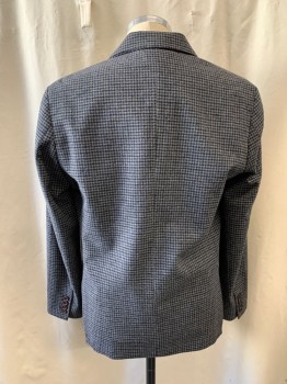 Mens, Sportcoat/Blazer, N/L, Gray, Black, Dk Blue, Polyester, Wool, Grid , M, 40R, Single Breasted, Collar Attached, Notched Lapel, 2 Buttons,  3 Pockets, Multiple