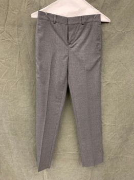 Childrens, Pants, BROOKS BROS, Heather Gray, Wool, Viscose, 8, Flat Front, Zip Fly, 4 Pockets, Belt Loops