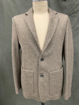 Mens, Sportcoat/Blazer, BILLY REID, Brown, Wool, Polyester, Heathered, 40S, Single Breasted, Collar Attached, Notched Lapel, Hand Picked Collar/Lapel, 2 Pockets, Long Sleeves