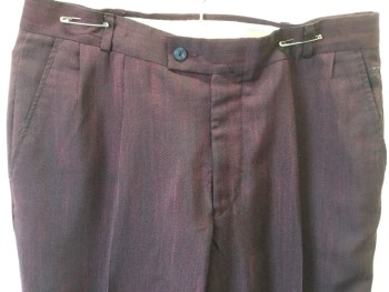 Mens, Pants, N/L, Red, Black, Rayon, Cotton, 2 Color Weave, 31/31, Pleated Front, 4 Pockets, Button Tab,
