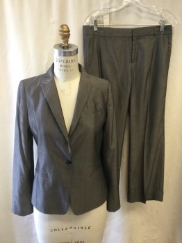 BANANA REPUBLIC, Gray, Rayon, Viscose, Solid, Gray with a Sheen, Single Breasted, Collar Attached, Peaked Lapel, 3 Pockets, Long Sleeves, 1 Button