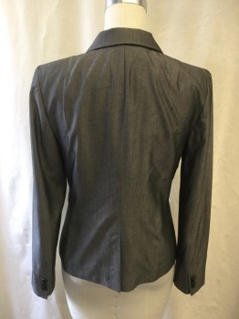 Womens, Suit, Jacket, BANANA REPUBLIC, Gray, Rayon, Viscose, Solid, 6, Gray with a Sheen, Single Breasted, Collar Attached, Peaked Lapel, 3 Pockets, Long Sleeves, 1 Button