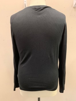 Mens, Pullover Sweater, KENNETH COLE, Black, Cotton, Modal, Solid, XXL, Knit, Long Sleeves, V-neck