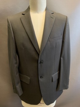 WILKE-RODRIGUEZ, Dusty Brown, Tan Brown, Wool, Polyester, Stripes, Single Breasted, 2 Buttons,  Notched Lapel, 2 Back Vents,  3 Pockets,