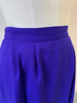 ROBINSON'S PETITES, Violet Purple, Wool, Solid, Pencil Skirt, Knee Length, Double Pleated at Front Waist
