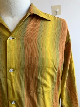 ARROW, Mustard/ Multi-color, Stripes, C.A., B.F., L/S, 1 Pocket