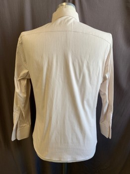 ANTO MTO, Beige, Black, Cotton, Stripes - Vertical , 1970s Repro, C.A., Button Front, L/S,