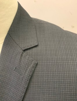 Mens, Suit, Jacket, FRANCESCO DOMANI, Black, Polyester, Viscose, Check , 42R, Self Pattern, Single Breasted, Notched Lapel, 2 Buttons, 3 Pockets