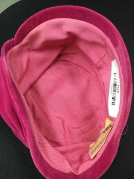 Womens, Hat, BRENTSHIRE, Pink, Lt Pink, Synthetic, Solid, Fuchsia Pink with Light Pink Inside, Folded Work, Turban-like, Iridescent Rhinestone Pin Front Center Forehead, See Photo Attached,