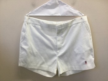 Mens, Shorts, JOHN GARDINER'S, White, Poly/Cotton, Solid, W38, Mens 70's Tennis Shorts. Zip Fly, 3 Pockets,