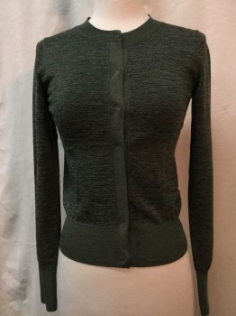 Womens, Sweater, DRIES VAN NOTEN, Green, Taupe, Viscose, Polyester, Heathered, XS, Green/taupe Heather, Snap Front