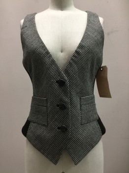 DVF, White, Black, Wool, Synthetic, Check , White/ Black Check, 3 Buttons,  2 Pockets,