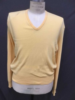 CHERALAINE, Yellow, Nylon, Solid, Pullover, Ban-lon, V-neck, Long Sleeves, Multiples, BAR CODE is on the BACK of TAG, Hole in Left Cuff,