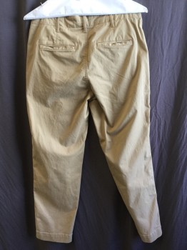 Womens, Pants, GAP, Khaki Brown, Cotton, Spandex, Solid, 29/26, 6, 1.5" Waistband with Belt Hoops, Flat Front, Zip Front, 5 Pockets