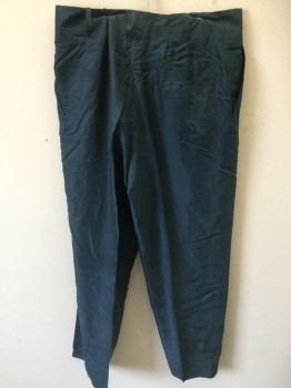 NINO FORIERO, Teal Green, Polyester, Solid, Pleated Front, Regular Belt Loops and Wide Side and Center Back Belt Loops, 3 Pockets, Looks Like Silk