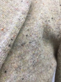 Womens, Blazer, RON HERMAN, Khaki Brown, Black, Yellow, Brown, Wool, Speckled, B:32, Khaki Knit with Multi Speckles, 2 Button Front, Pocket Flaps
