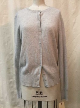 Womens, Cardigan Sweater, LORD & TAYLOR, Lt Gray, Cashmere, S, CN, S.B., Button Front