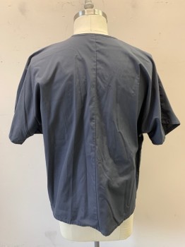 CHEROKEE, Dk Gray, Polyester, Cotton, Pullover, V-neck, 1 Breast Pocket, Short Sleeves