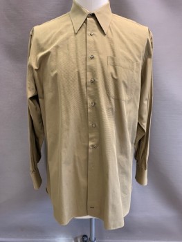Mens, Shirt, JOHN W NORDSTROM, Tobacco Brown, Cotton, Stripes - Micro, 36, 17, Button Front, C.A., L/S, 1 Pocket, Heavy Fabric with Faille Texture