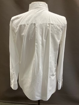 Womens, Blouse, ANN TAYLOR, White, Cotton, Solid, S, C.A., B.F., L/S, 1 Pckt, Pleat At CB