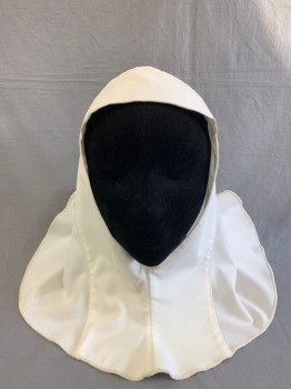 Unisex, Nuns, Wimple, NO LABEL, Off White, Polyester, Solid, OS, Plain, Back Ties, Vertical Front Seams