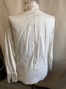 Mens, Shirt, ANTO, Cream, Cotton, Solid, Birds Eye Weave, S: 33, N:15.5, Btn Down Collar, B.F., L/S,  Box Pleat At Center Back, French Cuffs,  Grid Type Weave