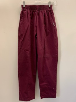 LANDAU, Red Burgundy, Polyester, Cotton, Solid, Elastic Waist Band Side Pockets, Vertical Seams