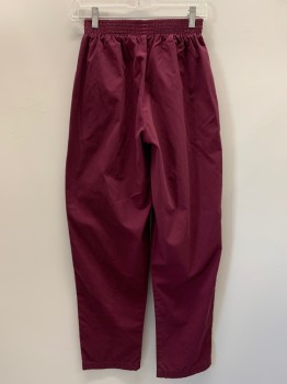 LANDAU, Red Burgundy, Polyester, Cotton, Solid, Elastic Waist Band Side Pockets, Vertical Seams