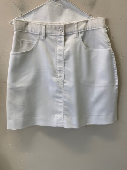 Womens, Shirt, Whistle, White, Polyester, Cotton, Solid, W28, F.F, Top Pockets, Zip Front, Belt Loops
