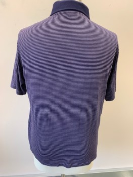 CHESTERFIELD, Purple, Lilac Purple, Cotton, Stripes, S/S, Front Pocket, Purple & Plaquet  & Collar