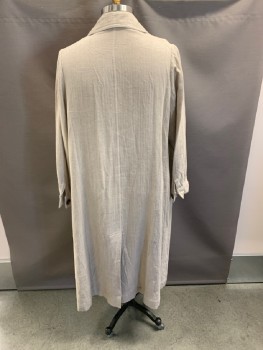 NL, Beige, Cotton, Herringbone, Rounded Collar Attached, Single Breasted, B.F., 3 Pckts