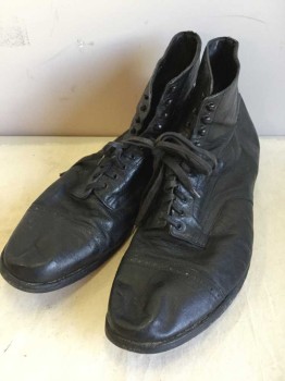 Stacy Adams, Black, Leather, Cap Toe Lace Up,