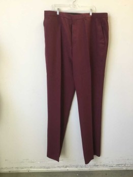 Mens, Suit, Pants, LUCCI, Red Burgundy, Polyester, Solid, Flat Front, Zip Fly, Belt Loops,