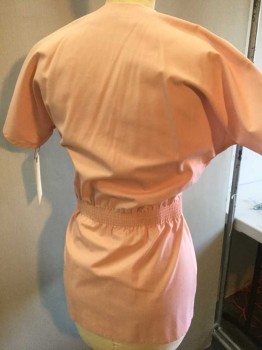 Womens, Nurse, Top/Smock, N/L, Pink, Polyester, Solid, XS, Short Sleeve, 2 Buttons on Waist, Velcro Closing Front, V-neck, See Photo Attached,