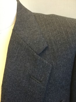 Mens, Suit, Jacket, DORMAN WINTHROP, Gray, Lt Gray, Wool, Stripes - Pin, 40R, Gray with Light Gray Pinstripe, Single Breasted, Notched Lapel, 2 Buttons, 3 Pockets, Solid Gray Lining