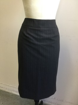 Womens, Suit, Skirt, CLASSIQUES ENTIER, Dk Gray, Brown, Polyester, Rayon, Stripes - Pin, 6, Dark Gray with Brown Pinstripes, Pencil Skirt, Hem Below Knee