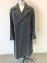 Mens, Coat, SCHMITT-ORLOW CO., Charcoal Gray, Dk Gray, Wool, Check , 42, Thick Heavy Wool, Double Breasted, Notched Collar, 2 Pockets with Flap Closures, Self Belt Attached in Back,