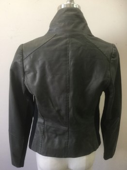 MTO, Olive Green, Black, Leather, Synthetic, Solid, Color Blocking, Made To Order, No Closures, Top Stitching, Black Rib Knit Under Arm and Side, 2 Pockets, Sci-fi