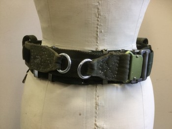 MTO, Olive Green, Lt Olive Grn, Black, Nylon, Synthetic, Heavy Duty Utility Belt, Quick Release Buckle, Womens, Adjustable